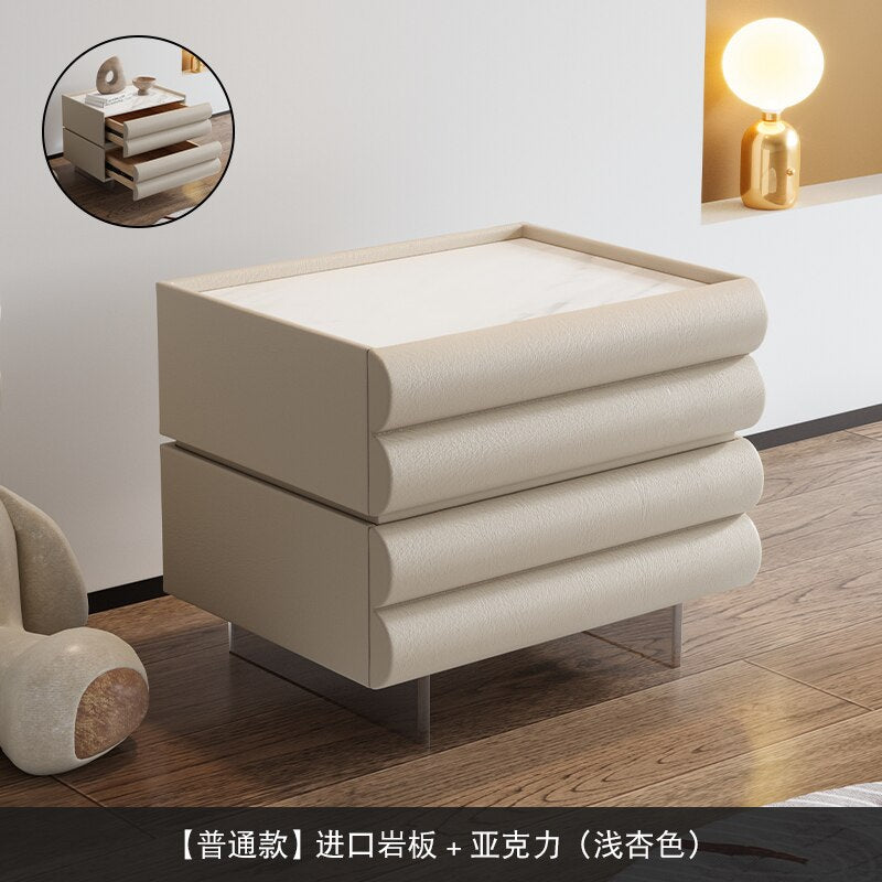 Bedroom Modern Nightstand Beige Aesthetic Design Drawers Storage Nightstand Wood Minimalist Mesitas De Noche Home Furniture - Provence Home Living Store