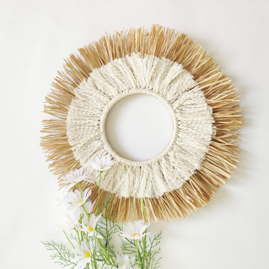 INS Nordic Handmade Woven Raffia Straw Ornaments Bohemian Macrame Tassel Wall Hanging Pendant Rustic Farmhouse Decor Photo Props - Provence Home Living Store