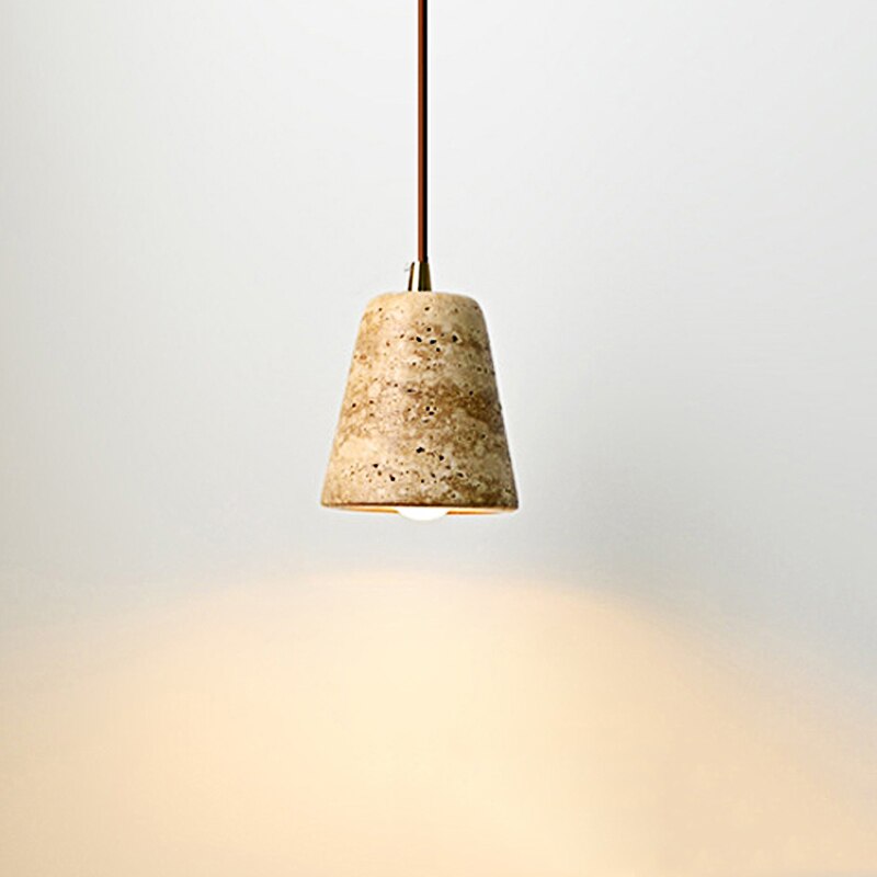 Yellow Marble Hanging Light Dining Room Japan Wabi Sabi Bedside Pendant Lamp Hotel Restaurant Nordic Travertine Droplight - Provence Home Living Store