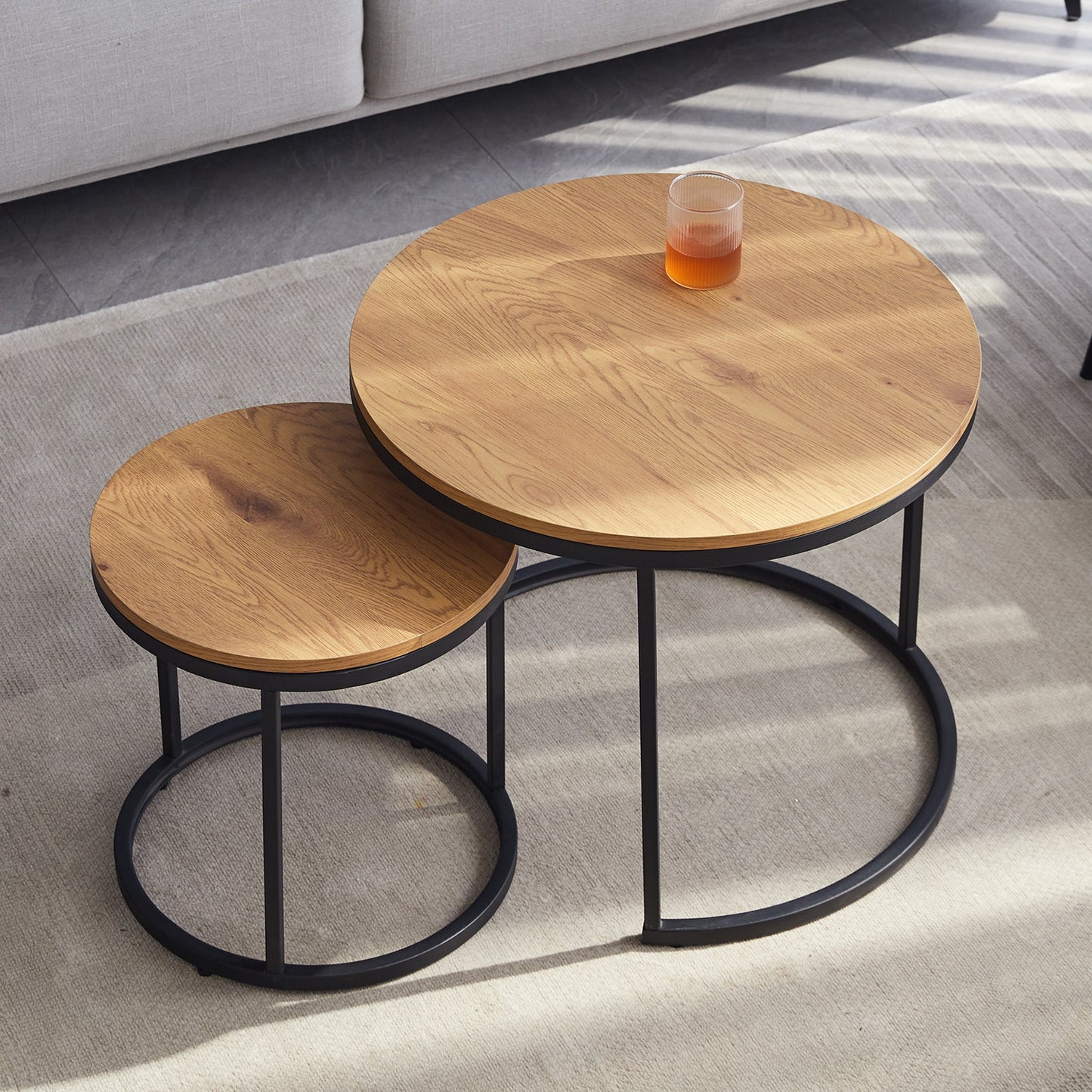 2Pcs Nordic Coffee Table 2 in 1 Round Combination Office Tea table Modern Minimalist Home Sofa Ins Side Table Living Room - Provence Home Living Store