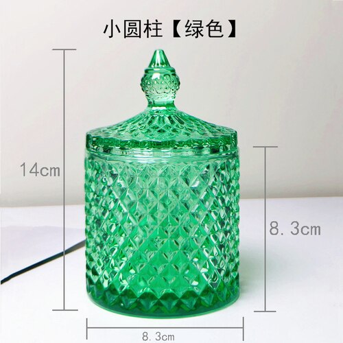 Crystal Glass Jar European-style Diamond Pattern Candy Storage Box Cotton Swab Box Sealed Jar Living Room Home Furnishings - Provence Home Living Store