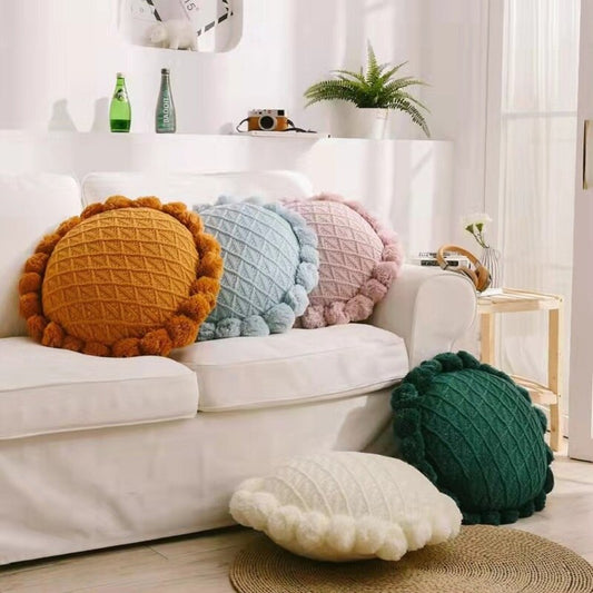 50x50cm Sunflower Thick Knitted Throw Pillow Homestay Sofa Cushion Living Room Bedside Pillow Waist Pillow Simple Chair Cushion - Provence Home Living Store