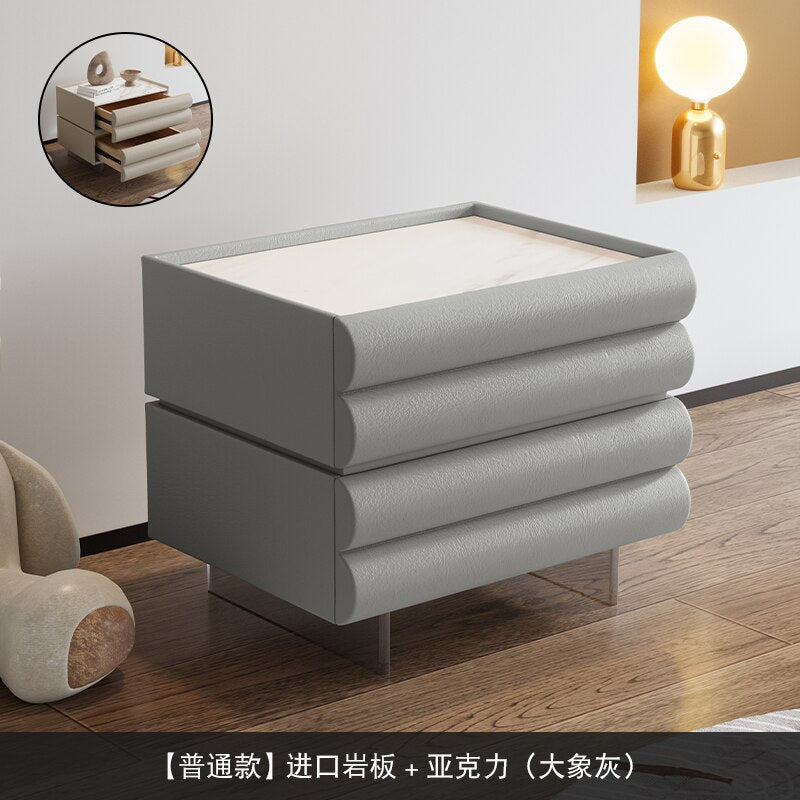 Bedroom Modern Nightstand Beige Aesthetic Design Drawers Storage Nightstand Wood Minimalist Mesitas De Noche Home Furniture - Provence Home Living Store