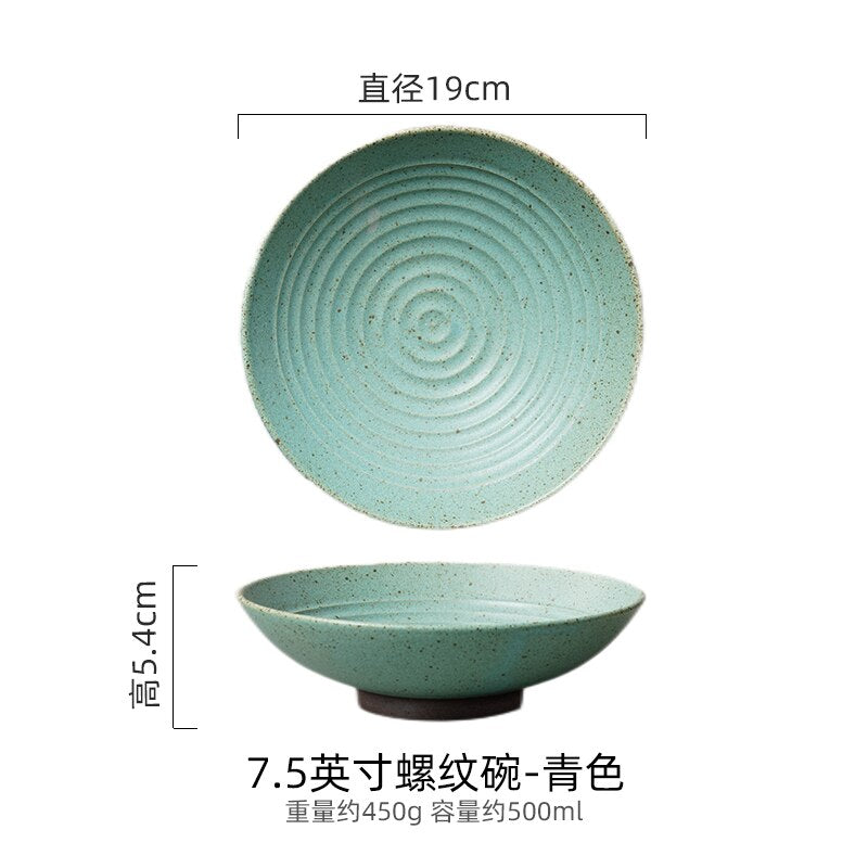 Retro old ceramic large ramen bowl household rice bowl restaurant salad bowl creative large soup bowl Japanese tableware - Provence Home Living Store