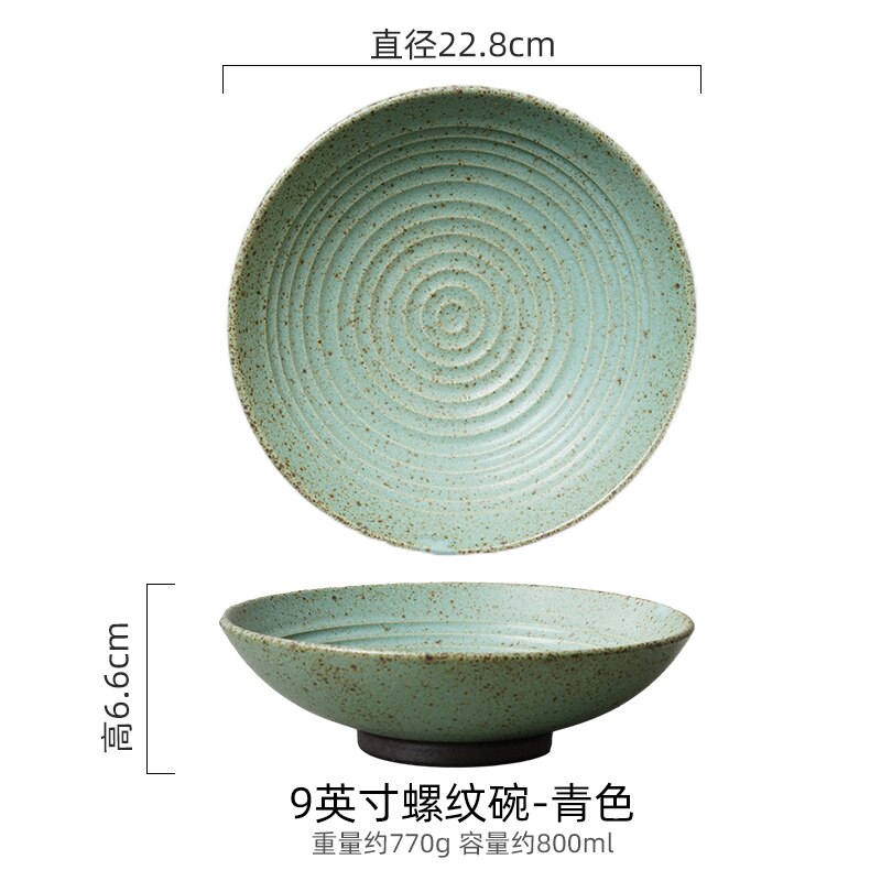 Retro old ceramic large ramen bowl household rice bowl restaurant salad bowl creative large soup bowl Japanese tableware - Provence Home Living Store