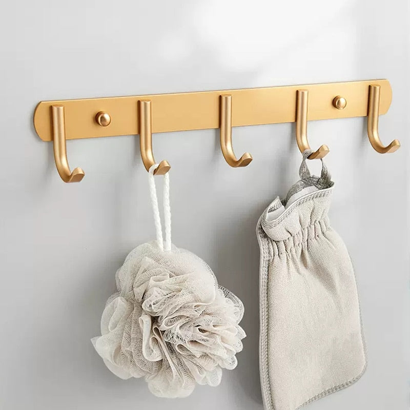 New Punch-free 3/4/5/6/7 Hooks Wall Mounted Coat Hanger Rack Aluminum Alloy Towel Keys Hook Organizer Over the Door Wall Hook - Provence Home Living Store