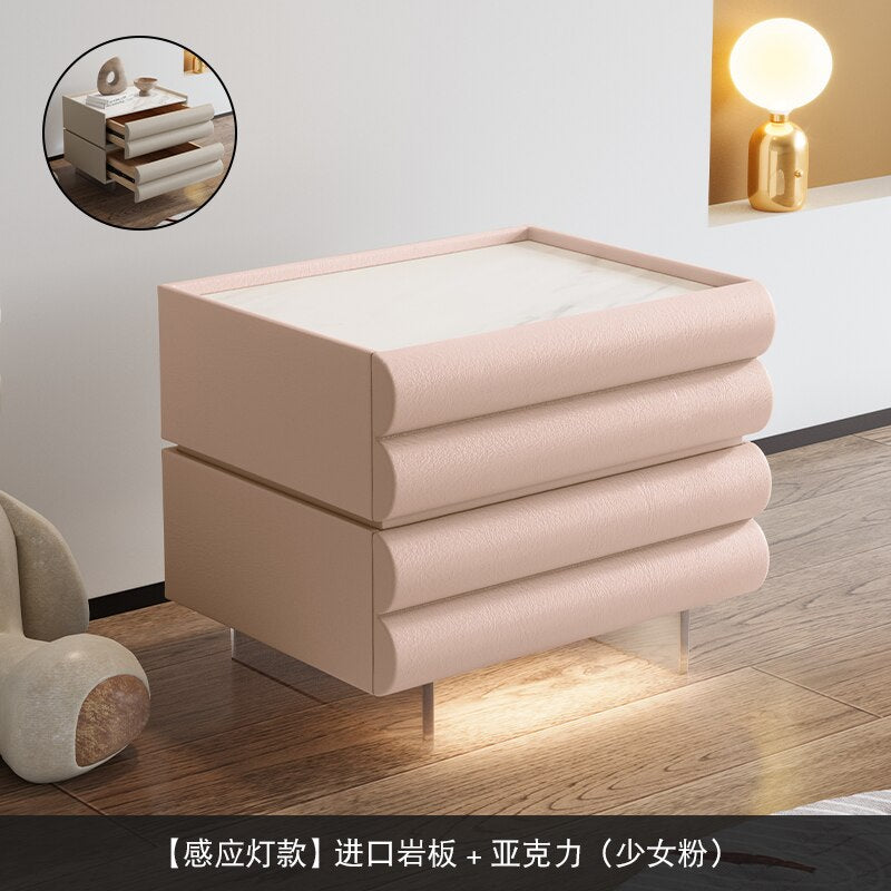 Bedroom Modern Nightstand Beige Aesthetic Design Drawers Storage Nightstand Wood Minimalist Mesitas De Noche Home Furniture - Provence Home Living Store