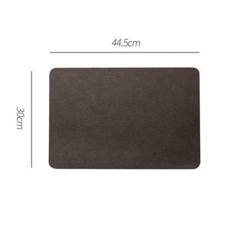 Light Luxury Solid Leather Placemat Coffee Brown PU Table Mat Waterproof Oilproof Heat-Insulated Plate Bowl Pad Table Decor - Provence Home Living Store