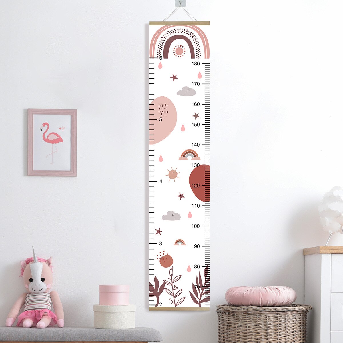 Cartoon Rainbow Cloud Star Height Ruler Baby Growth Chart Record Measure Decals Kids Room Wall Hanging Murals Nursery Home Decor - Provence Home Living Store