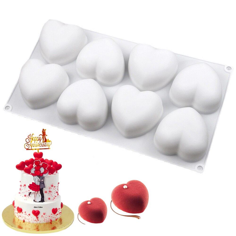 8 Hole Heart Mousse Cake Mold French Dessert Silicone Mold Chocolate Jelly Baking Tools Anniversary Cake Decorating Tool - Provence Home Living Store