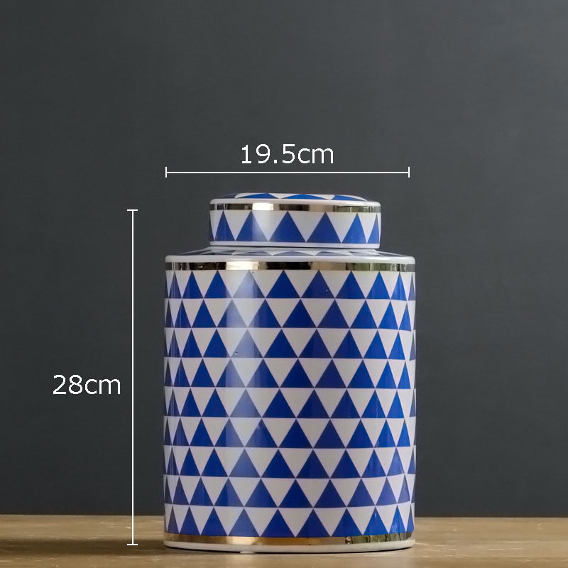 Geometric Ceramic Storage with Lid Modern Creative Vase Home Decoration Living Room Desktop Small Objects Candy Storage Jar New - Provence Home Living Store