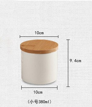 Simple White Ceramic Sealed Storage Jar with Wooden Lid Kitchen Food Container Coffee Grain Storage Jar Modern Home Decoration - Provence Home Living Store