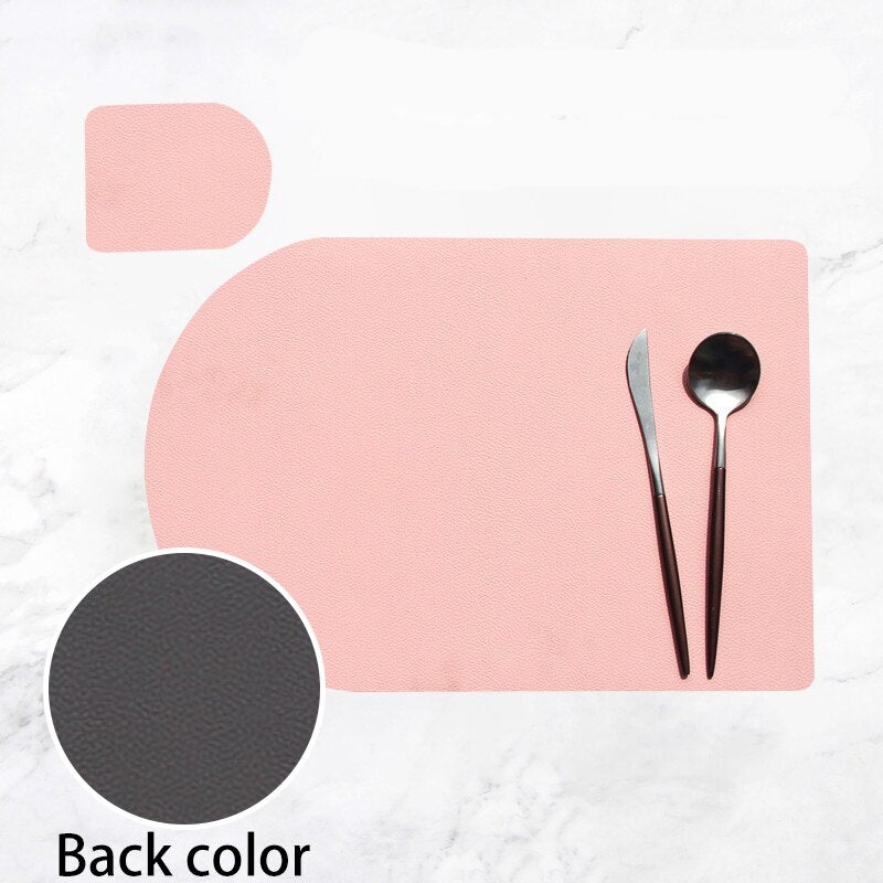 2/4/6PCS Dual Side 2 Color Tableware Pad Placemat PU Leather Table Mat Heat Insulation Non-Slip Bowl Coaster Kitchen - Provence Home Living Store