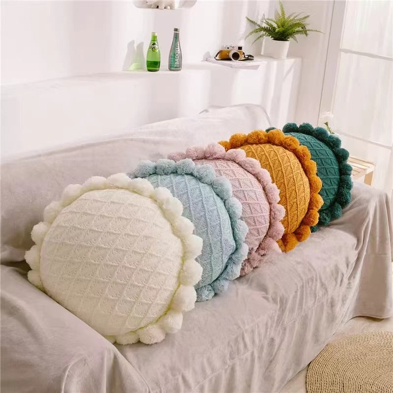 50x50cm Sunflower Thick Knitted Throw Pillow Homestay Sofa Cushion Living Room Bedside Pillow Waist Pillow Simple Chair Cushion - Provence Home Living Store