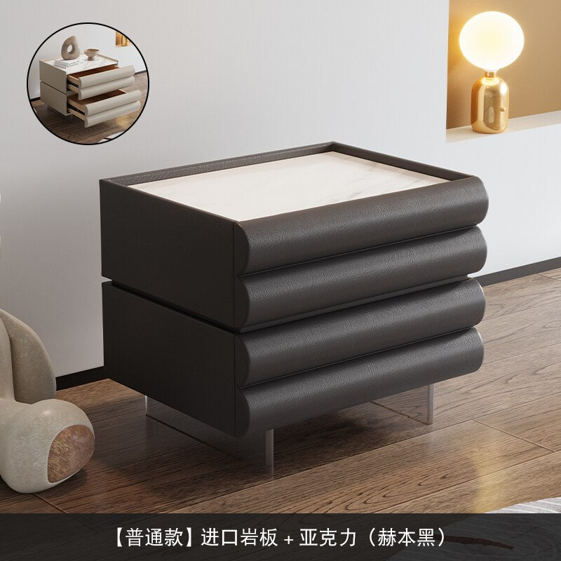 Bedroom Modern Nightstand Beige Aesthetic Design Drawers Storage Nightstand Wood Minimalist Mesitas De Noche Home Furniture - Provence Home Living Store