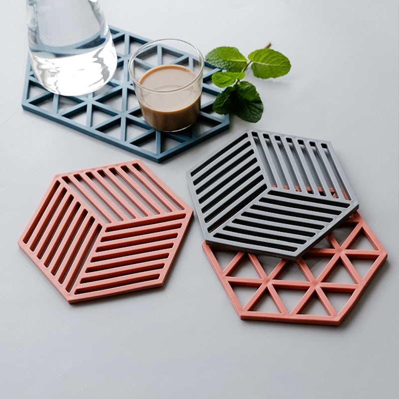 Hot Pad Stand Mug Cup Mat   Heat-Insulated Bowl Placemat  Desktop Eco-Friendly  1PCS Chic Silicone Coaster Hexagon - Provence Home Living Store