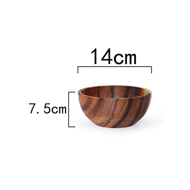 wooden bowl Japanese style wooden tableware household and basin fruit plate salad bowl whole wooden soup bowl wooden bowl WF - Provence Home Living Store