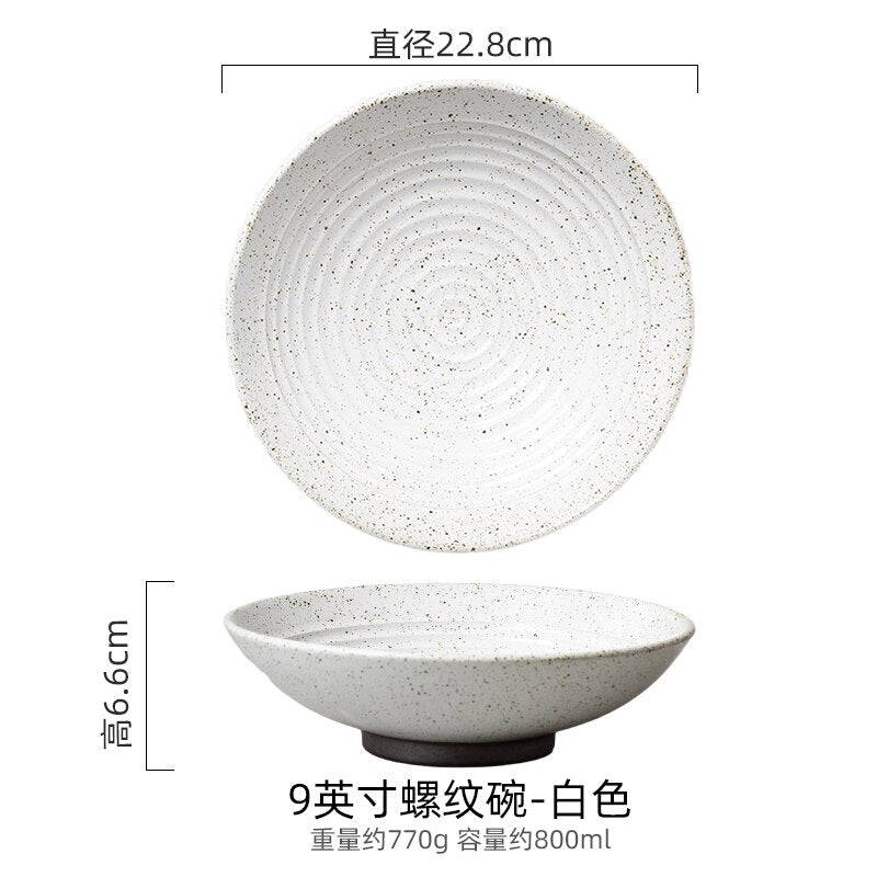 Retro old ceramic large ramen bowl household rice bowl restaurant salad bowl creative large soup bowl Japanese tableware - Provence Home Living Store