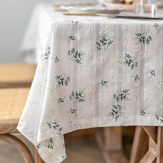 Lilacs Tassels Cotton Tablecloth,Daily Use Korean Style Daisy Tea Table Decor,Rectangle Table Cover for Kitchen Wedding Dining - Provence Home Living Store