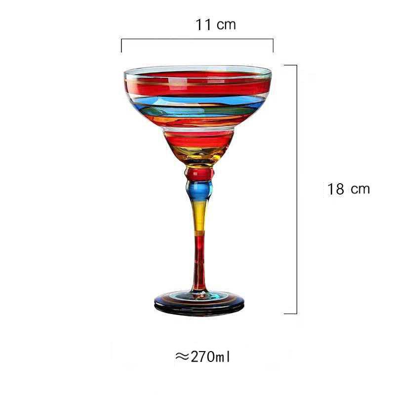 270ml Creative Margarita Wine Glasses Handmade Colorful Cocktail Glass Goblet Cup Lead-free Home Bar Wedding Party Drinkware - Provence Home Living Store