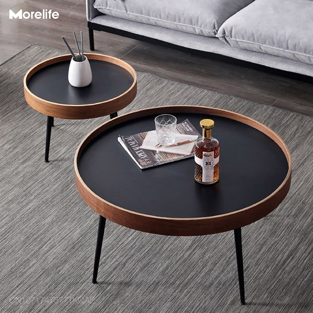 Coffee Table Nordic Side Table Solid Wood Light Luxury Modern Minimalist Round Living Room Walnut Combination  Tea Table - Provence Home Living Store