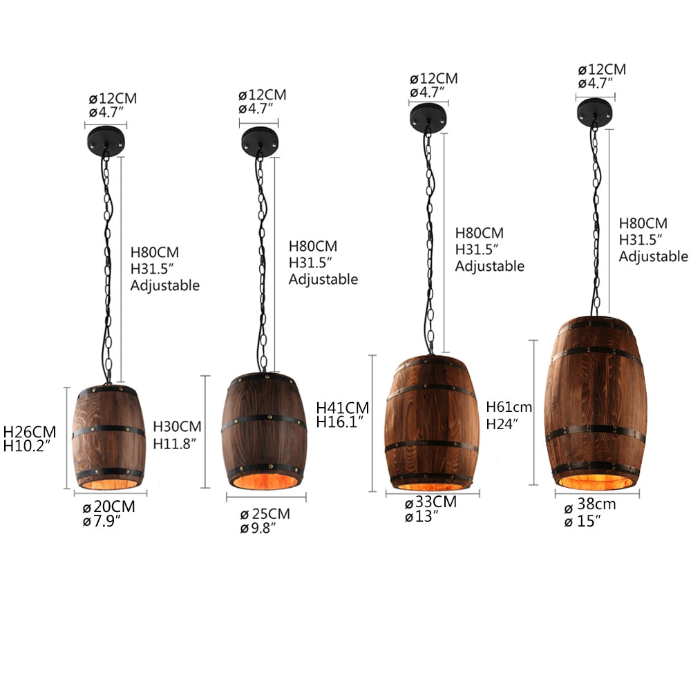 American modern nature loft wood Wine barrel E27 hanging vintage pendant lights for dining room living room restaurant cafe bar - Provence Home Living Store