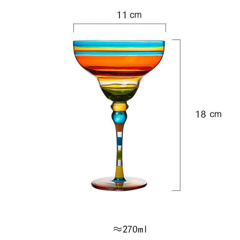 270ml Creative Margarita Wine Glasses Handmade Colorful Cocktail Glass Goblet Cup Lead-free Home Bar Wedding Party Drinkware - Provence Home Living Store