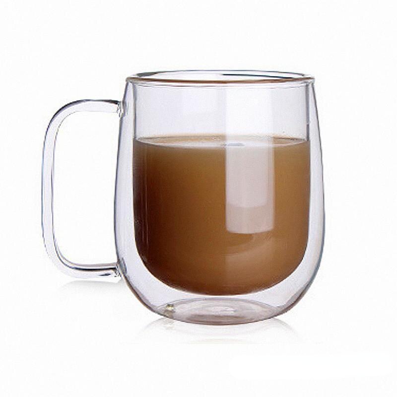 Double Wall Glass Coffee Cup Kungfu Tea Drink Cup Handmade Heat Resistant Healthy Drink Mug Insulated Clear Glass - Provence Home Living Store