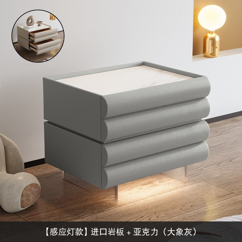 Bedroom Modern Nightstand Beige Aesthetic Design Drawers Storage Nightstand Wood Minimalist Mesitas De Noche Home Furniture - Provence Home Living Store