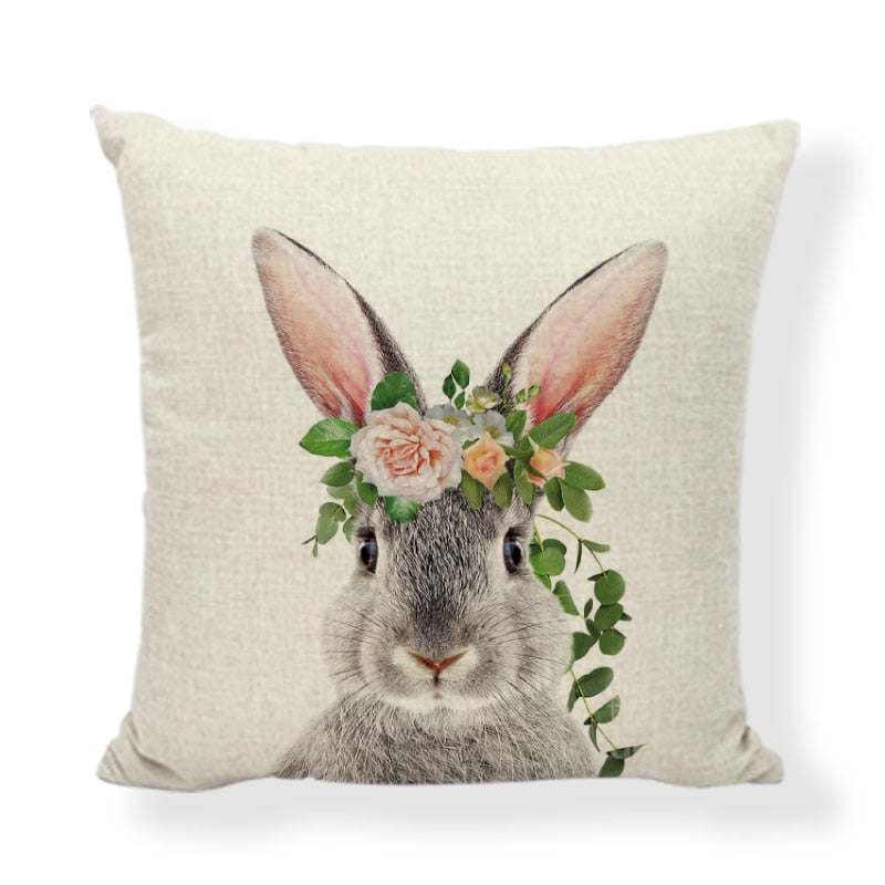 Modern Design Pillow Cases Bunny Easter 45x45 CM Digital Printe Home Decoration Cover Cushion Imitation Hemp Ofice Room Children - Provence Home Living Store