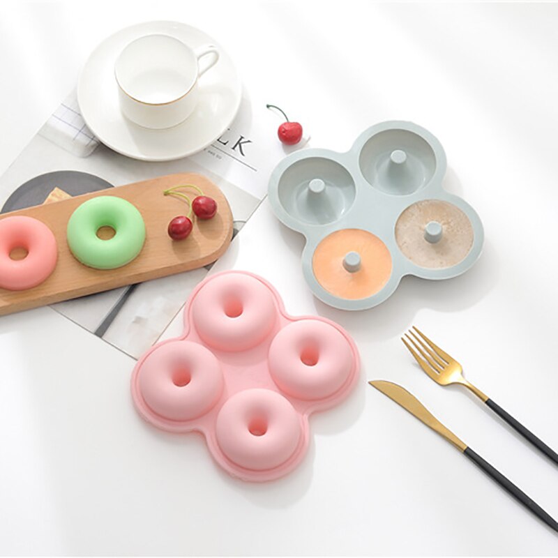 4 Holes Donuts Mold 3D Silicone Doughnut Molds Non Stick Bagel Pan Pastry Chocolate Muffins Cake Maker Kitchen Accessories Tool - Provence Home Living Store