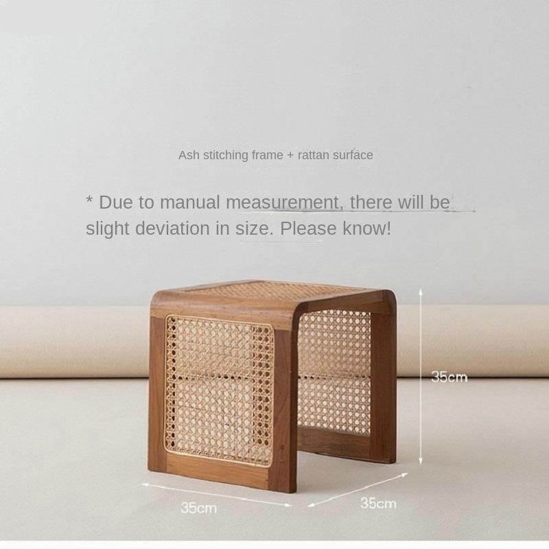 Rattan Small Square Table Solid Wood Coffee Table Ash Wood Minimalist Table Japanese Side Table 2023 New - Provence Home Living Store