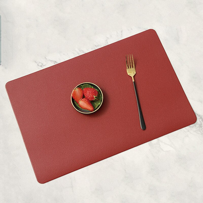 Coaster PU Leather Placemat for Dining Table Heat Insulation Mat Waterproof Rectangle Pad Bowl Kitchen Accessorie - Provence Home Living Store