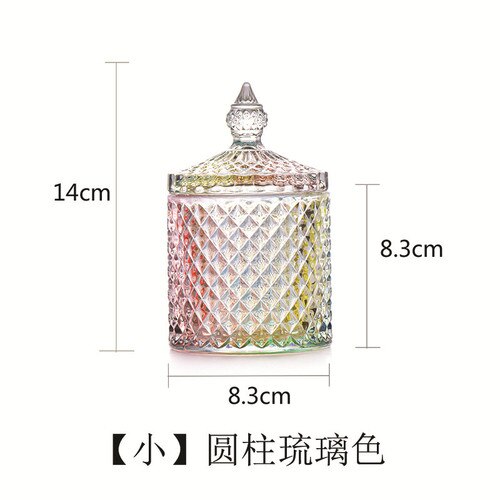 Crystal Glass Jar European-style Diamond Pattern Candy Storage Box Cotton Swab Box Sealed Jar Living Room Home Furnishings - Provence Home Living Store