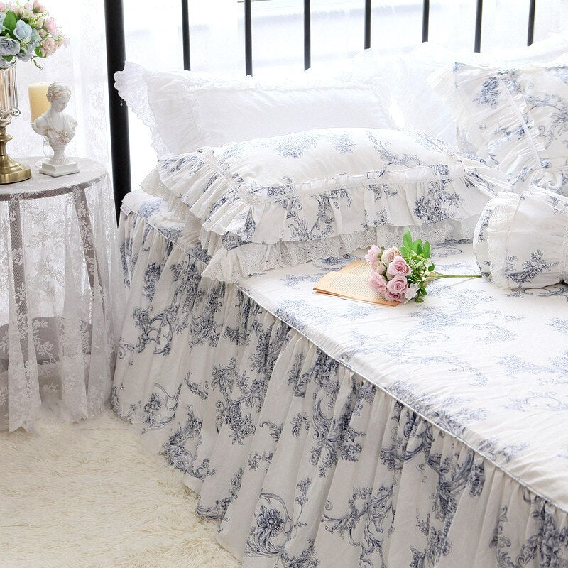 3Pcs Bed Sheet Cotton Lace Skirt bed sheets and pillowcases Double Bedspread Mattress Cover Home Pillowcase Bedding Bedsheet - Provence Home Living Store