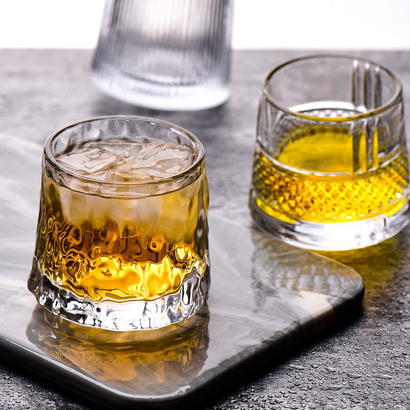 Whiskey Glass Creative Rotating Wine Glass Crystal Tumbler Beer Drinkware Old Fashioned Rocks Glasses Brandy Wine Cup - Provence Home Living Store