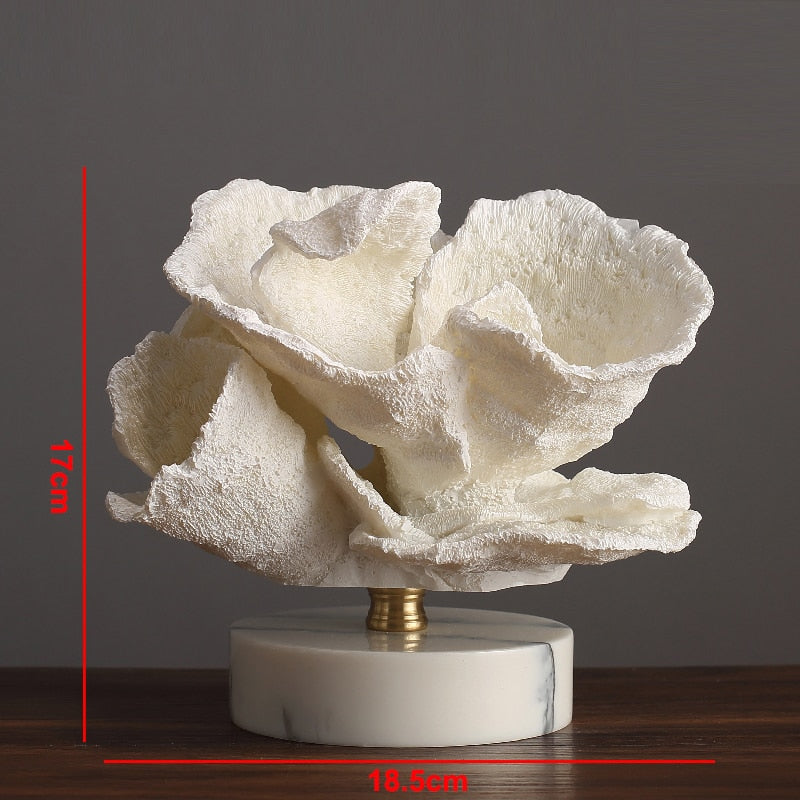 Modern White Simulation Coral Furnishing Marble Base Living Room Countertops Exquisite Resin Crafts Home Decoration Wedding Gift - Provence Home Living Store