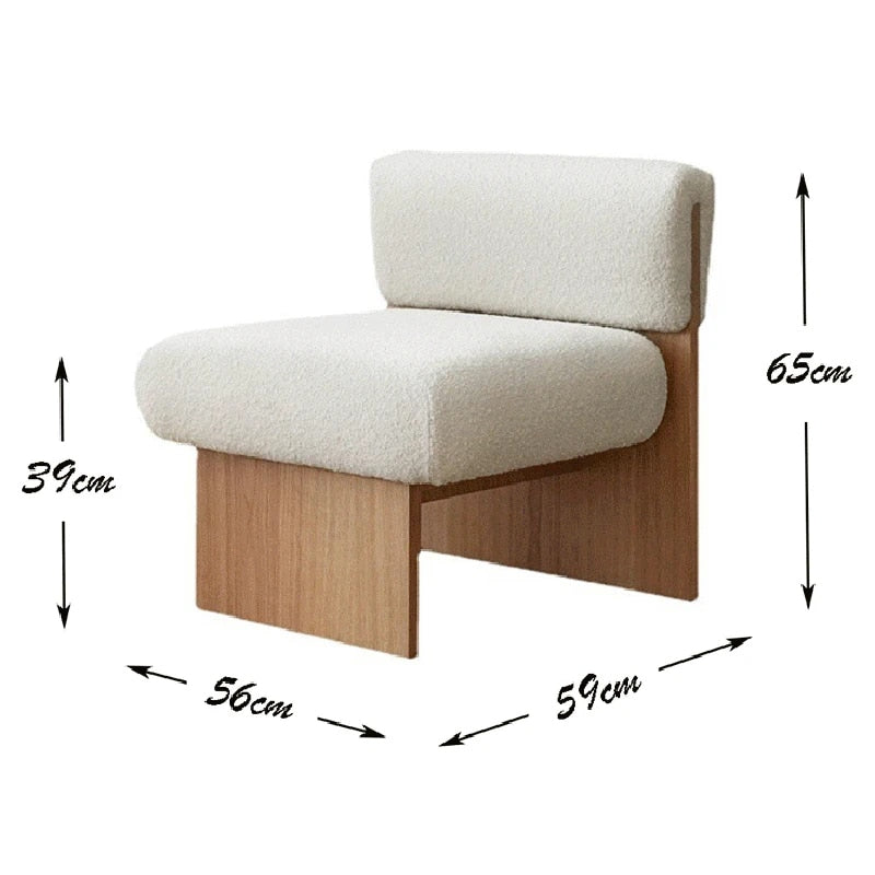 Japanese Solid Wood Living Room Chairs Retro Home Living Room Furniture Bedroom Sofa Balcony Leisure Lamb Velvet Lazy Sofa Chair - Provence Home Living Store