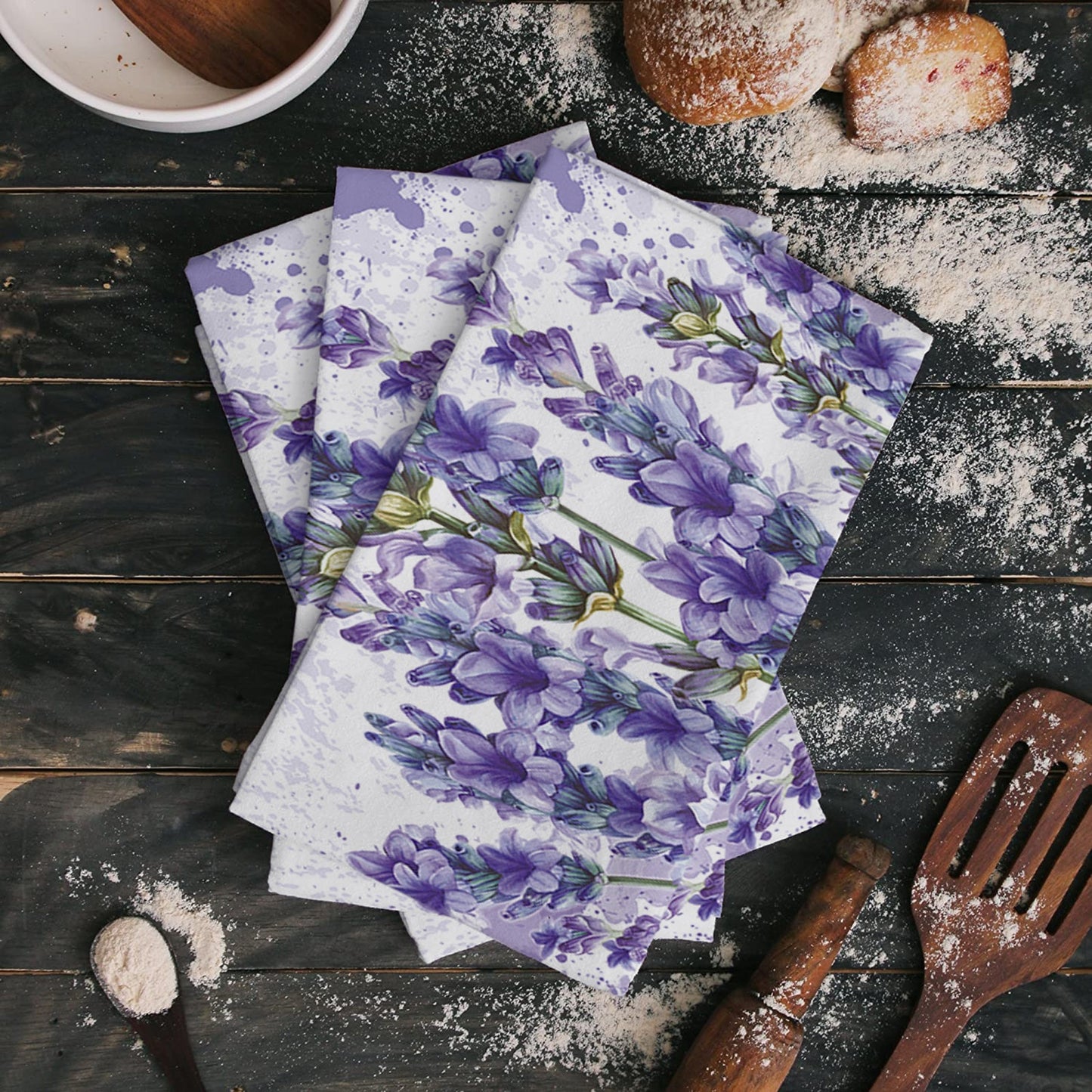 Purple Flower Lavender Dragonfly White Kitchen Cleaning Towel Microfiber Absorbent Dishcloths for Kitchen Rags Cleaning Tool - Provence Home Living Store