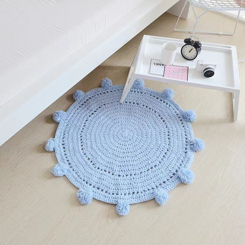 Round Room Rug Nordic Carpet Around 90x90cm Solid Yarn for Knitting Rug Bedroom Children&#39;s Room Spherical Decoration Alfombra - Provence Home Living Store