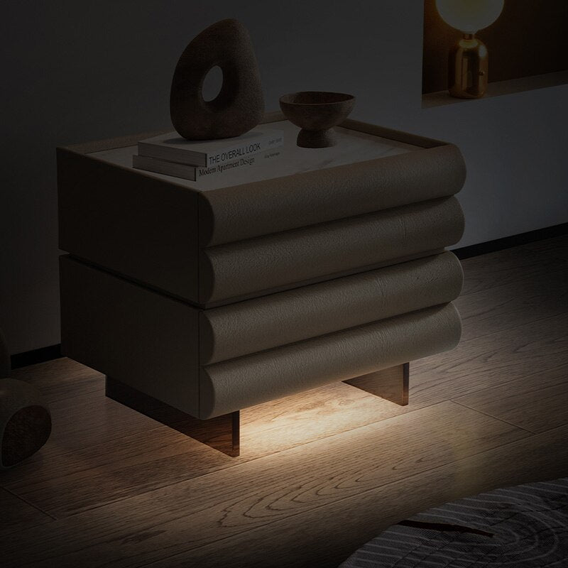 Bedroom Modern Nightstand Beige Aesthetic Design Drawers Storage Nightstand Wood Minimalist Mesitas De Noche Home Furniture - Provence Home Living Store