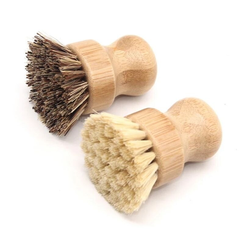 Kitchen Cleaning Brushes Natural Sisal Bristles Round Handle Dish Scrub Brushes Easy Use Convenient Cleaning Tools - Provence Home Living Store