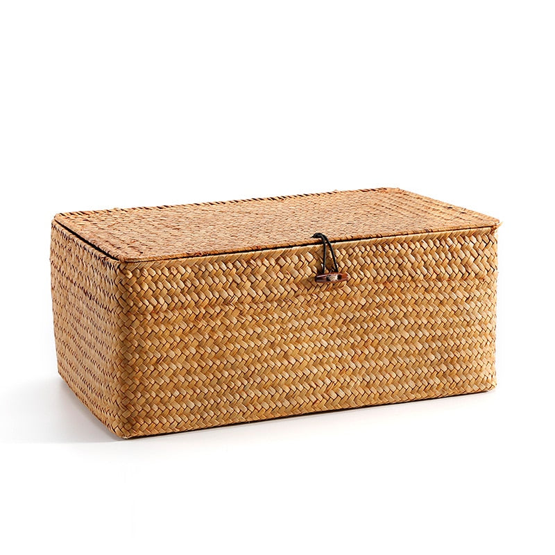 1PCS Manual Woven Storage Basket Lid Debris Consolidation Storage Box Storage Basket Sorting Box Jewelry Box WF1016 - Provence Home Living Store