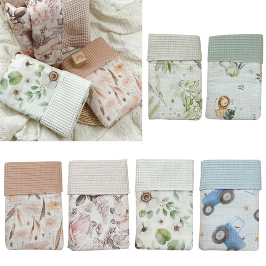 Soft Cotton Muslin Waffle Baby Blanket Floral Newborn Swaddle Blanket for Infant Swaddling Receiving Wrap Breastfeeding Towel - Provence Home Living Store