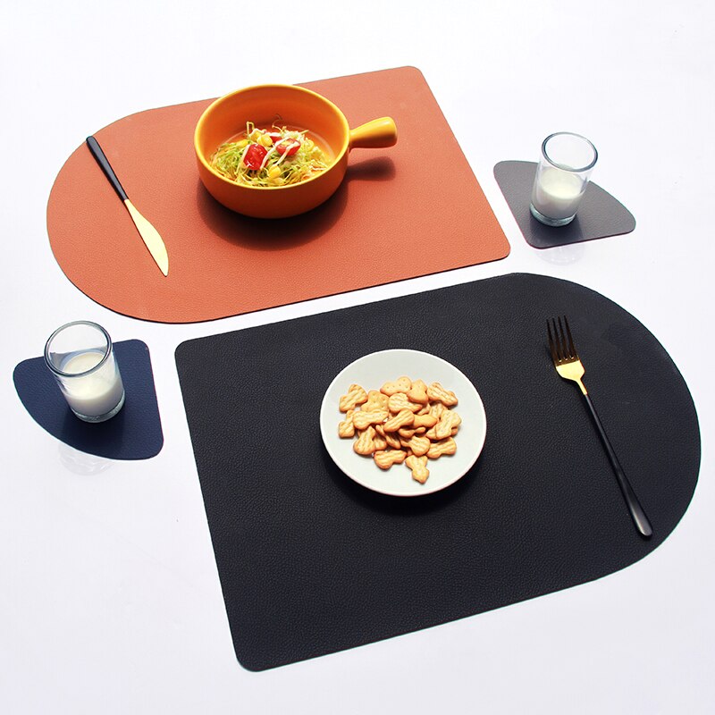 2/4/6PCS Dual Side 2 Color Tableware Pad Placemat PU Leather Table Mat Heat Insulation Non-Slip Bowl Coaster Kitchen - Provence Home Living Store