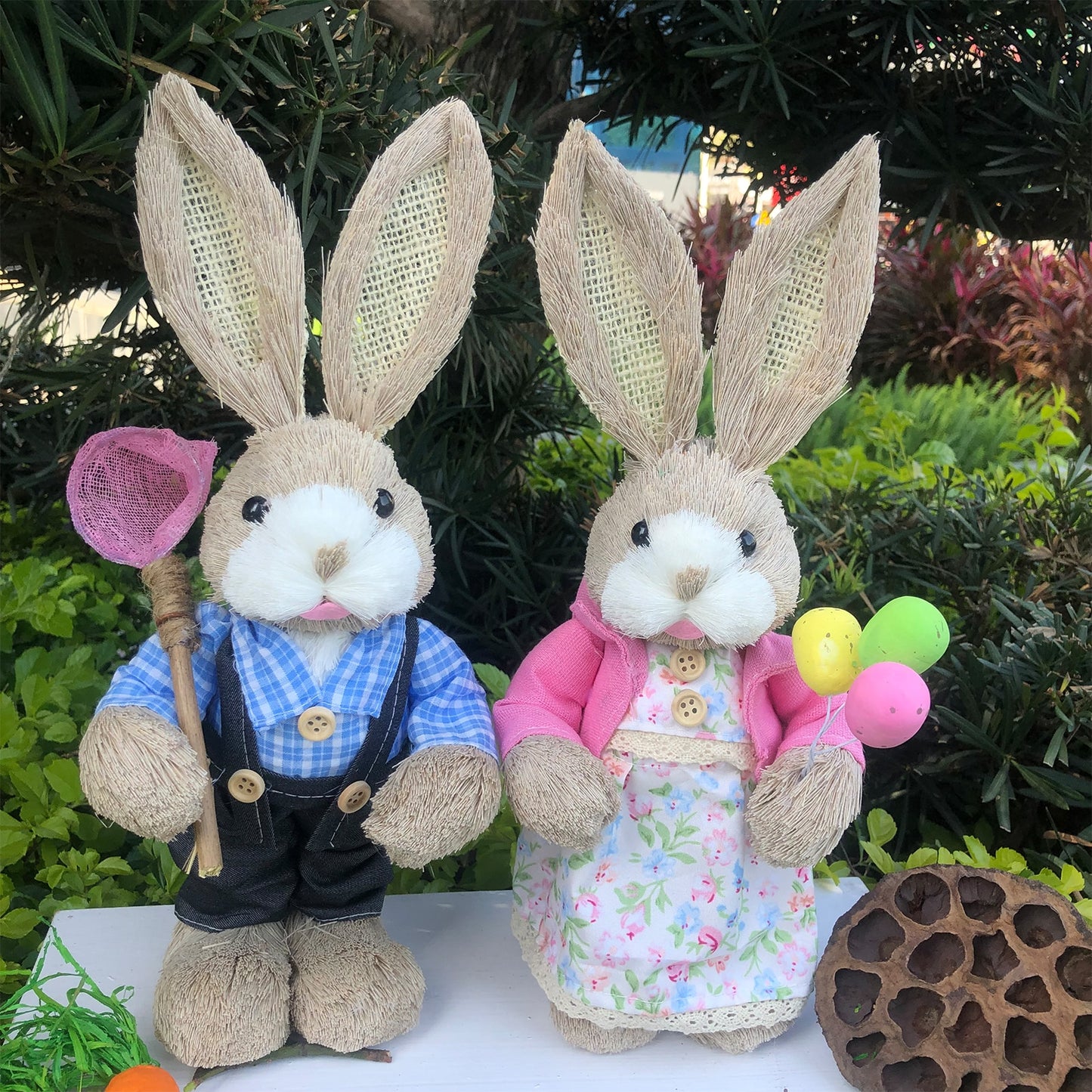 2023 Year Easter Straw Easter Rabbit Decoration with Clothes Happy Easter Home Garden Wedding Ornament Photo Props Crafts Bunny - Provence Home Living Store