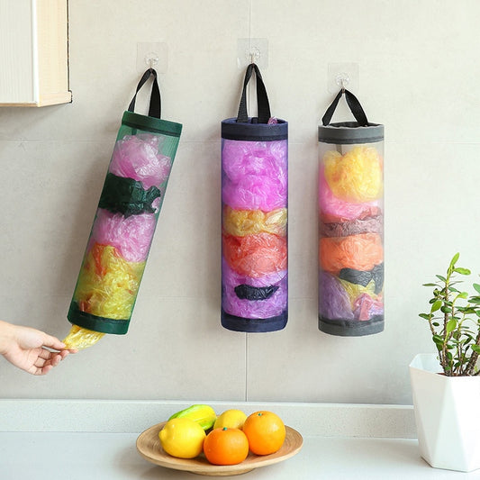 Home Trash Bag Hanging Storage Pouch Plastic Bags Organization Kitchen Dispenser Garbage Bags Wall Mounred Grocery Holder - Provence Home Living Store