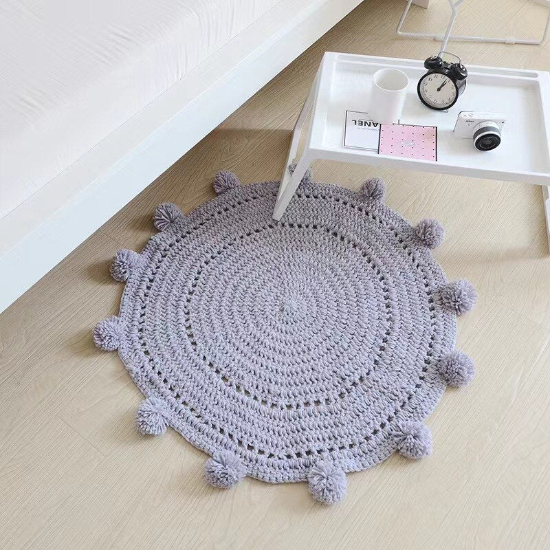 Round Room Rug Nordic Carpet Around 90x90cm Solid Yarn for Knitting Rug Bedroom Children&#39;s Room Spherical Decoration Alfombra - Provence Home Living Store