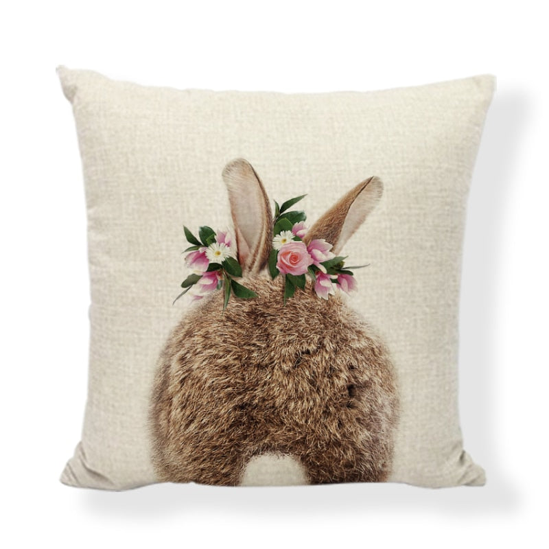 Modern Design Pillow Cases Bunny Easter 45x45 CM Digital Printe Home Decoration Cover Cushion Imitation Hemp Ofice Room Children - Provence Home Living Store