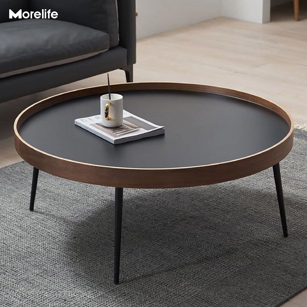 Coffee Table Nordic Side Table Solid Wood Light Luxury Modern Minimalist Round Living Room Walnut Combination  Tea Table - Provence Home Living Store